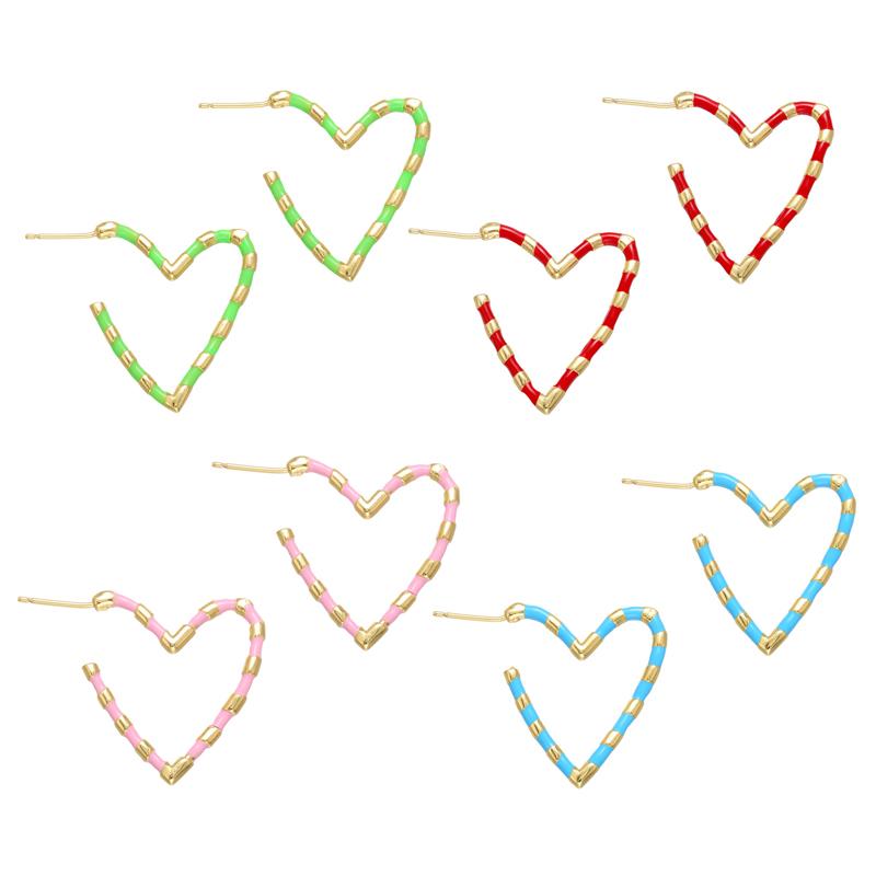 

Stud Big Love Heart Earrigns Classic Jewelry For Woman Golden Surround Thread Design Metal Prevent Allergy Ear Rings, Golden;silver