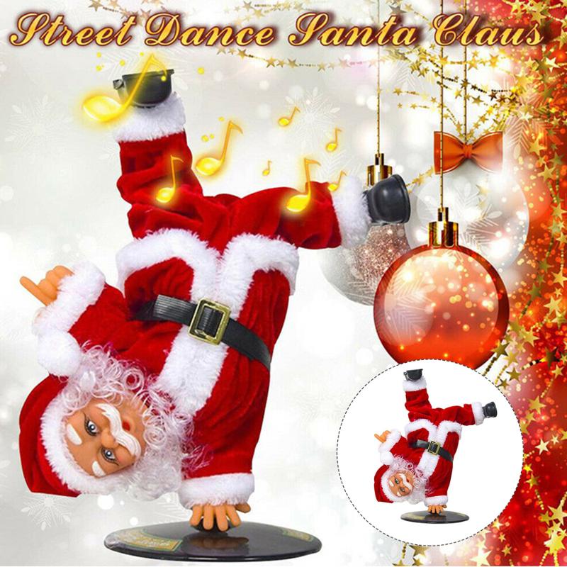 

Christmas Decorations Santa Claus Musical Acrobatic Troupe Upside-Down Rotating Electric Toy Hip Hop Dancing Seasonal Stuffer Gift For Kids