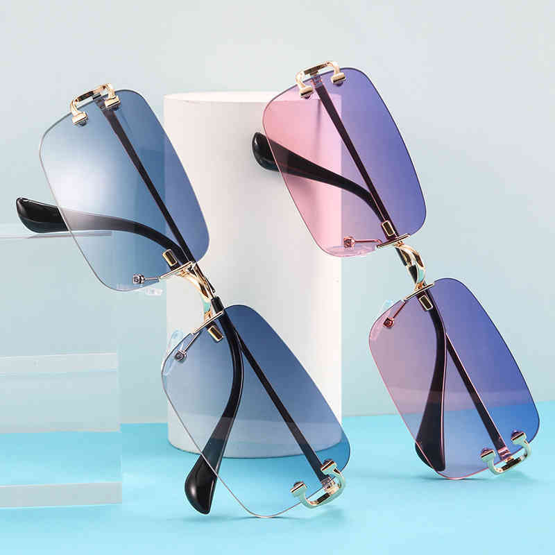 

Factory Direct Price Cut-edge Women Small Frame Street Trendy Rimless Mens Accessories Vintage PQG5