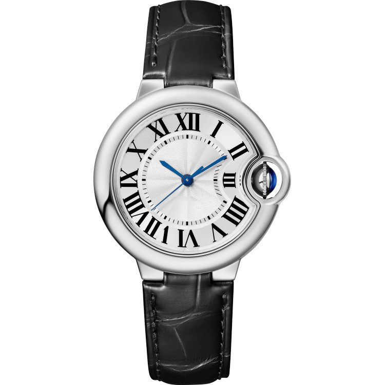 

High quality leisure watch, w69009z3, leather strap, couple size, mechanical automatic, blue balloon, simple, 28-33-36-40-42mm, Black