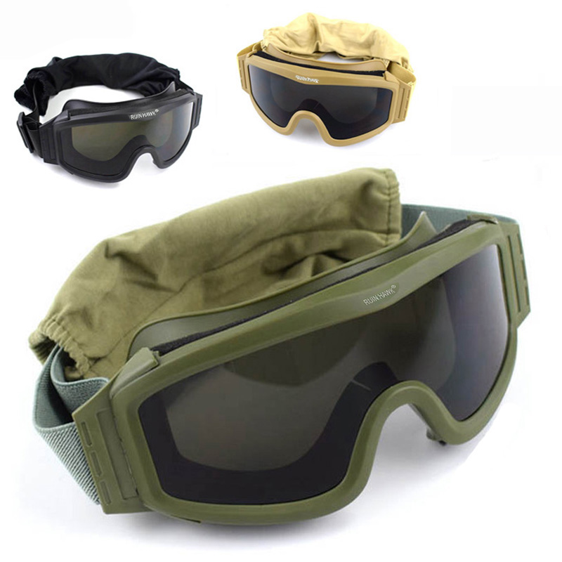 

Black Tan Green Tactical Goggles Shooting Sunglasses 3 Lens Army Airsoft Paintball Motorcycle Windproof Wargame Glasses