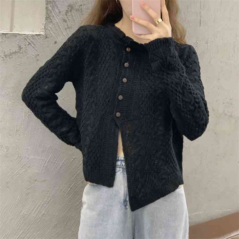 

Long Sleeve High Waist Streetwear Chic Twisted Solid Women Sweater Tops Korean Knitted Cardigans Coats 210525, Oatmeal