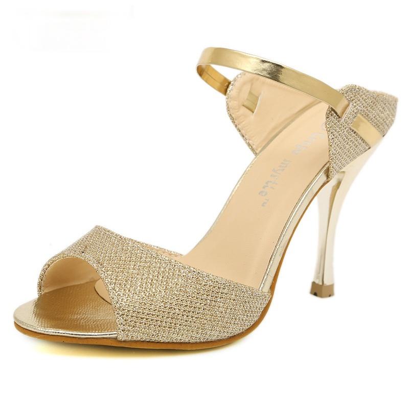

Dress Shoes Women Heel Sandals Peep Toe High Pumps Female Thin Heels Ladies Wedding Gold Silver 43