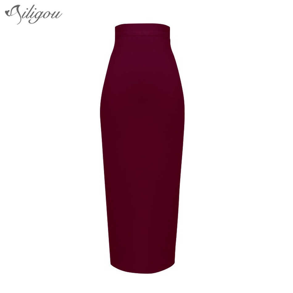 

Women Candy Color Sexy Neon Green Pink Orange Yellow Knee Length Bandage Skirt Designer Pencil Faldas 56cm 210527, 666-gray