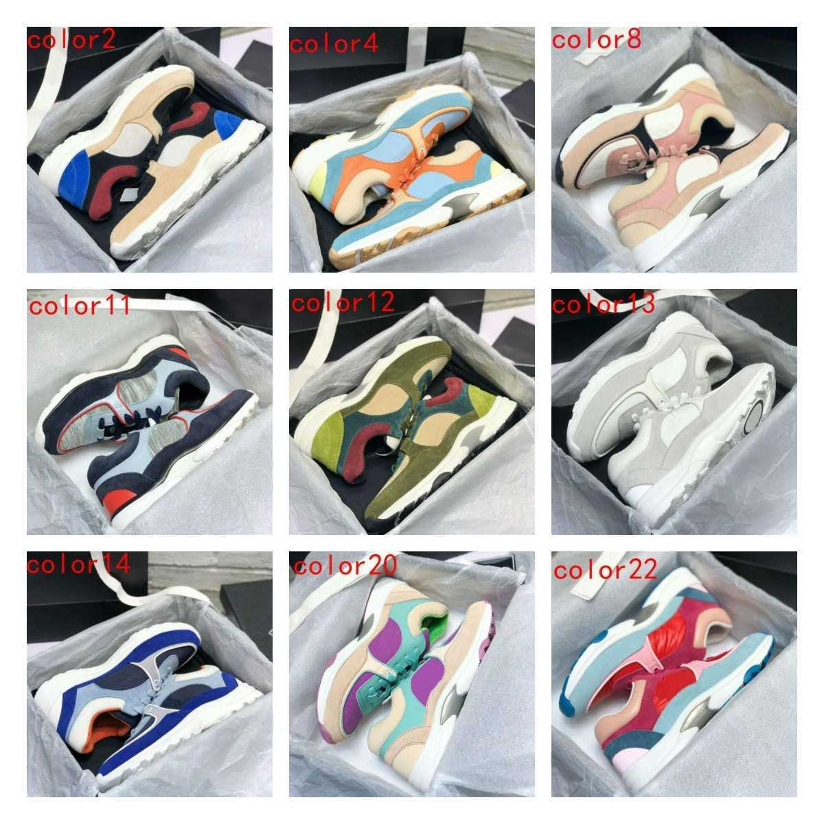 

2021 luxury designer sneakers men women reflective casual shoes party velvet calfskin mixed fiber top quality with box size 36-45, Color 14