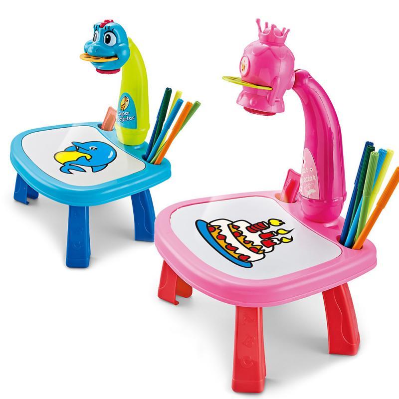 

Led Drawing Board Pad Projection Table Kids Painting Toy Art and Craft Projector Educational Learning Toys for Children H1009