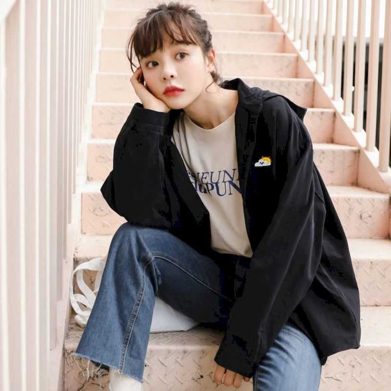 

Sports jacket sun protection clothing thin coat female Korean version loose hooded air conditioning cardigan windbreaker 210526, Pink