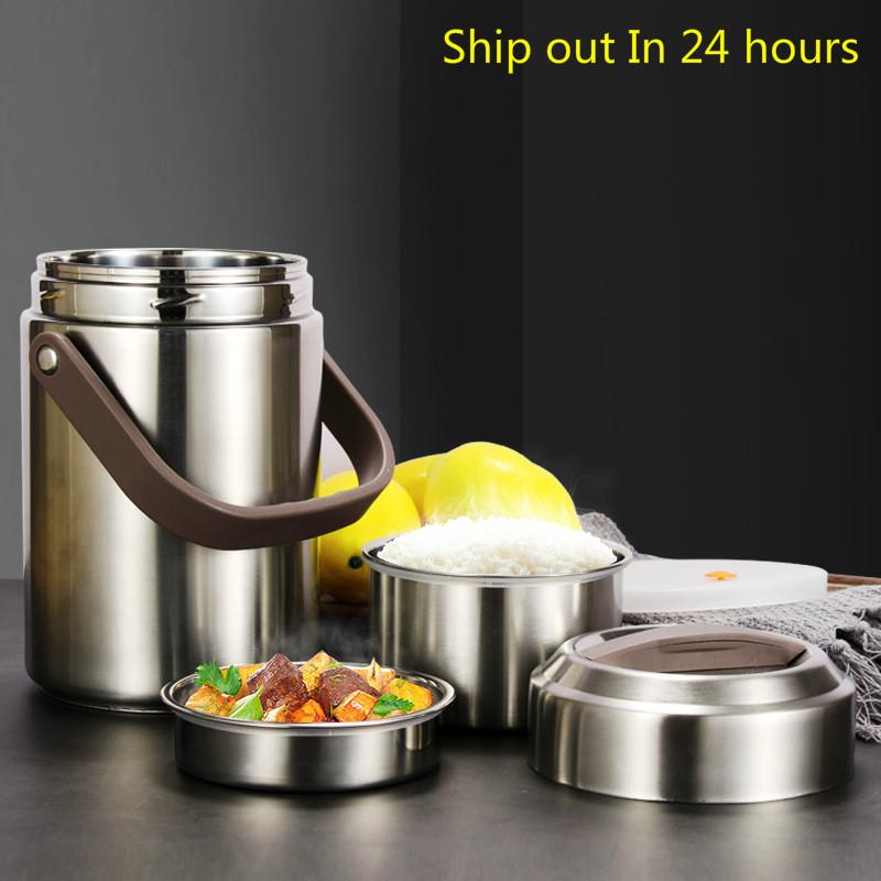 

Dinnerware Sets 1.5L/2L/2.6L Big Capacity Stainless Steel Super Long Insulation Lunch Box Adult Student Bento Bucket