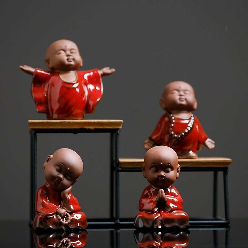 

New Chinese style small Shami Zen little monk cute creative home living wine cabinet tea room craft ornaments