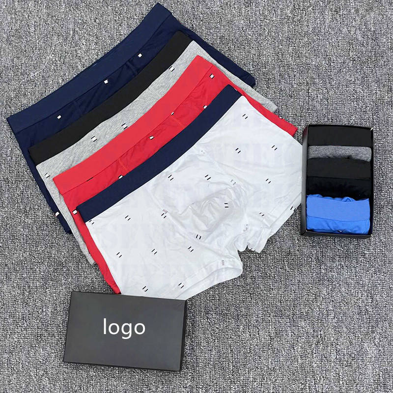 

Full Printed Mens Shorts Underpants Sexy Underwear Cotton Breathable Man Boxers High Quality Size -2XL, Red