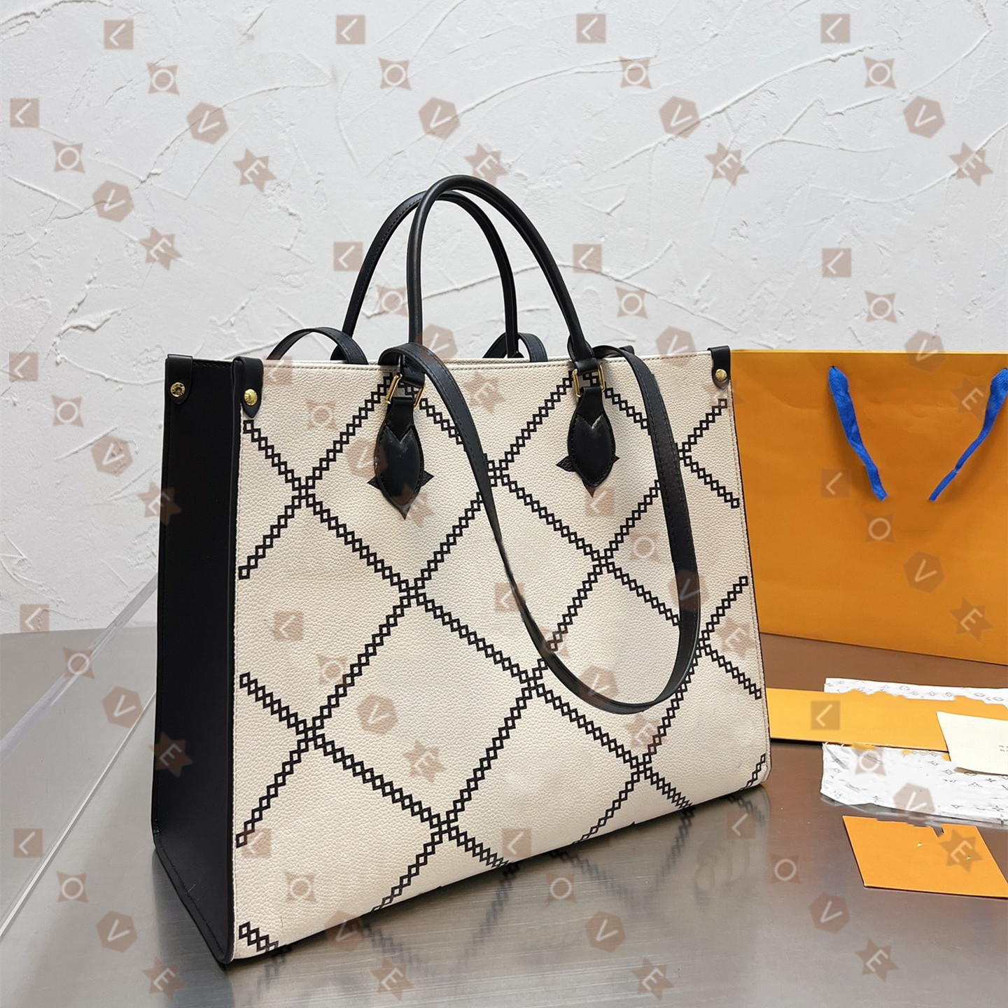 

Onthego Large Capacity Totes Fashion Sac Femme Leather Game on Designers Shoulder Bags Woman Handbag Handle Lady Shopping Bag, Customize