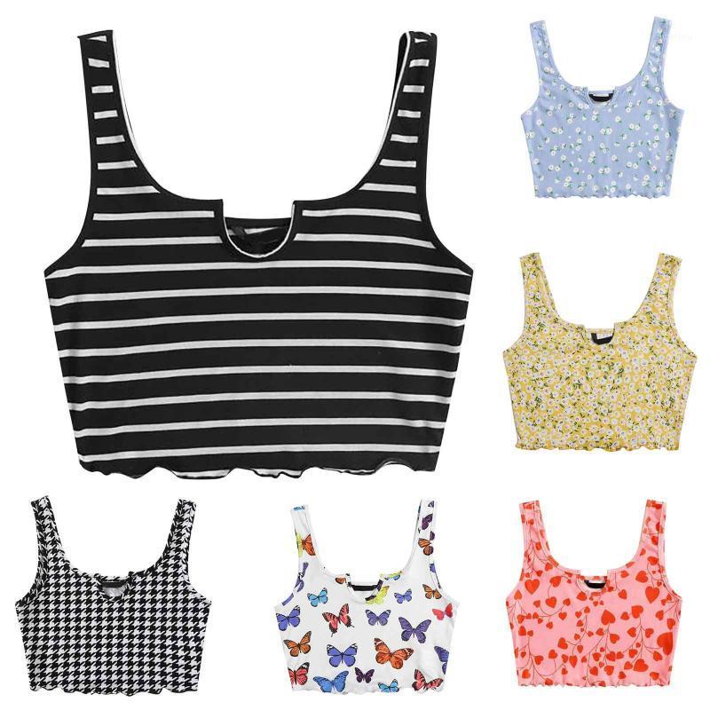 

Camisoles & Tanks #48 Women' Fashion Halter Tank Top Printed Navel Short Vest Camisole Sexy Women Crop Tops Camiseta Tirantes Mujer