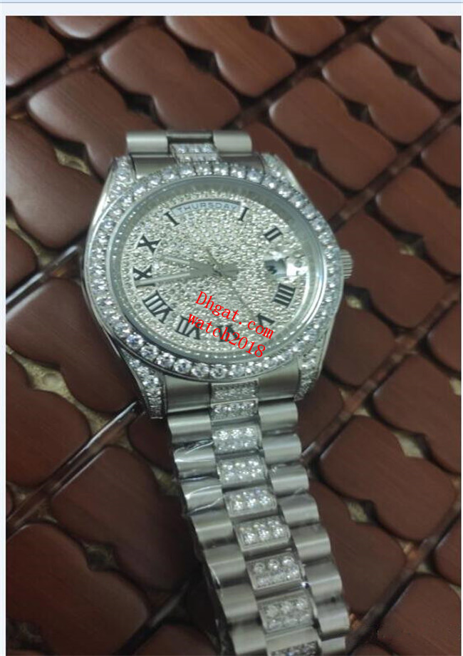 

Mens Watch 41mm Pave Full Diamond 228349 118388 Calendar Automatic Sapphire Glass Steel Bracelet Luxury Men's Watches Wristwatches