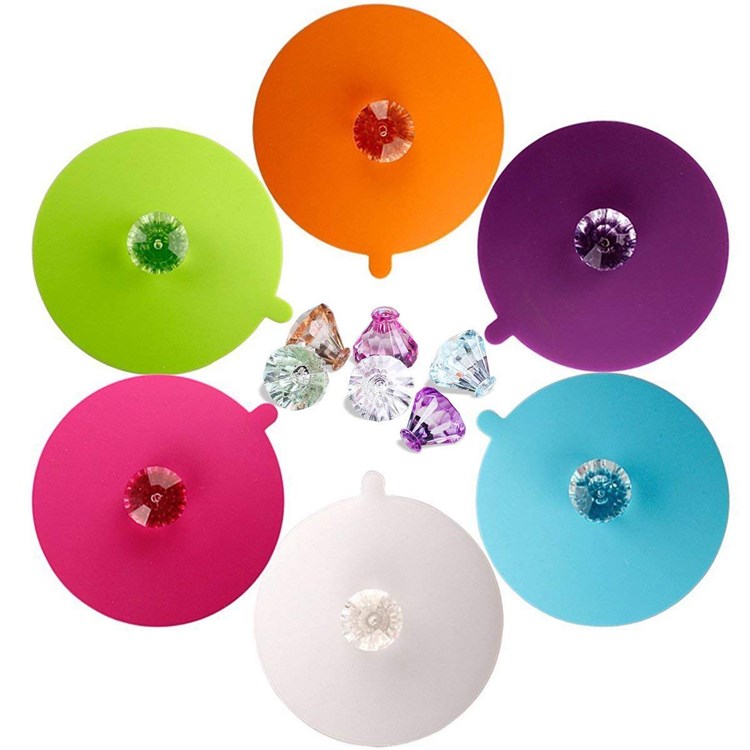 

Silicone Cup Lids Diamond Reusable Mug Cover Anti-dust Airtight Seal Cup Cover, Heat Resistant Silicone Hot Drink Cup Lids MY-inf0309