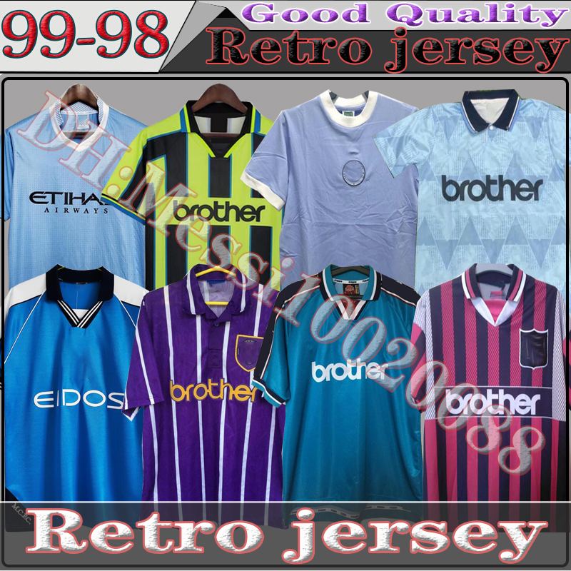 

TOP thailand 89 91 92 94 96 Retro Man Soccer Jerseys 98 99 City 2011/12 Wembley Clough Home Tevez Kun Agüero Dzeko Kompany Vintage Manchester Shirts Classic