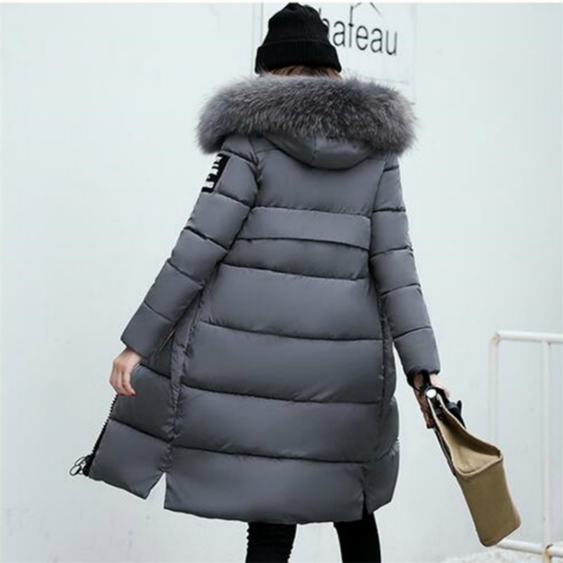 

Plus size Women Fashion Winter Coat Long Slim Thicken Warm Down Cotton Padded Jackets Outwear Parkas 3XL 211108, Black
