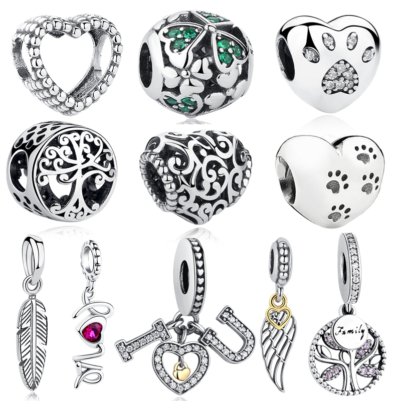 

ELESHE Christmas Gift 925 Sterling Silver Crystal Charms Beads Fit Original Charm Bracelet Women DIY Jewelry Making Q0531