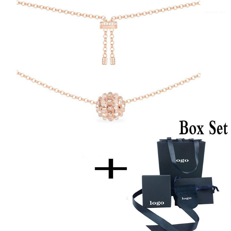 

Fashion Pink Geometric Model Necklace Shiny Luxury Personality Charm Ladies Elegant Temperament Light Jewelry Chains