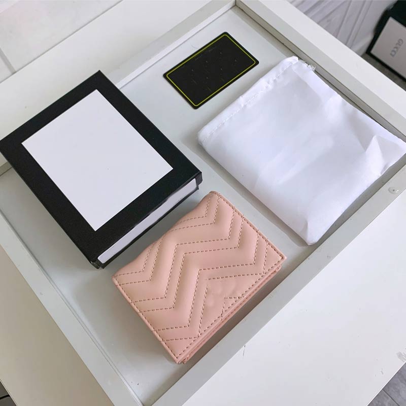 

Women Wallets Quilted V-Shaped Leather Flip Wallet Purse Solid Card Slot Zip Pocket With Box Cluth Hand Bag