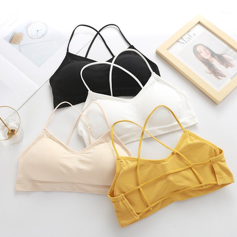 

Camisoles & Tanks Push Up Solid Bra Elastic Gathering Bralette Summer Anti-light Korean Style Wild Tube Top Sexy Seamless Wire Free, Yellow