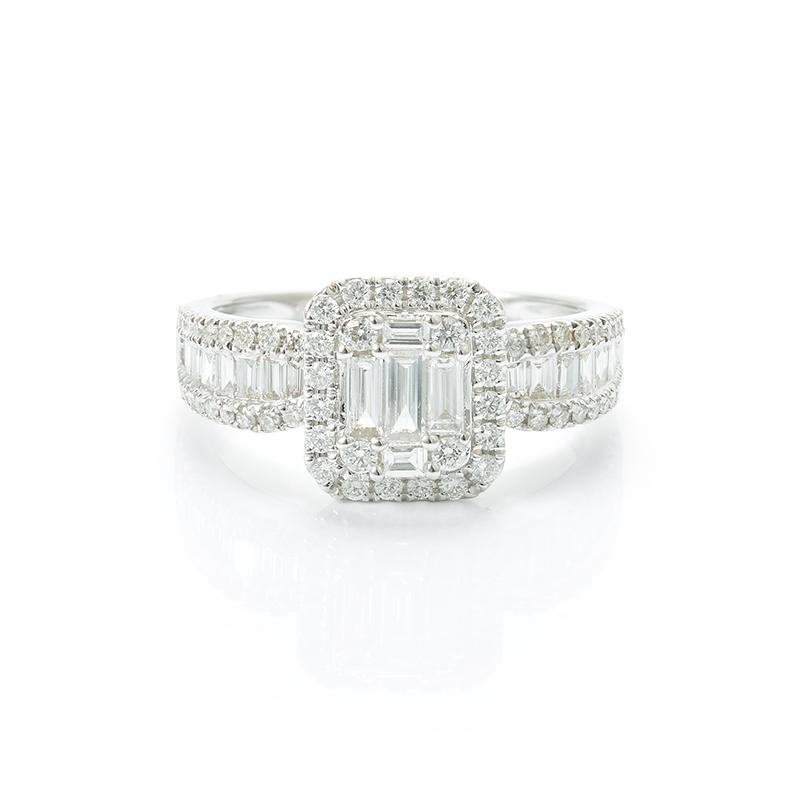 

Cluster Rings AEAW Natural Diamond 0.90cttw Solid 18k White Gold Light Luxury Ring Engagement Wedding For Women, Golden;silver