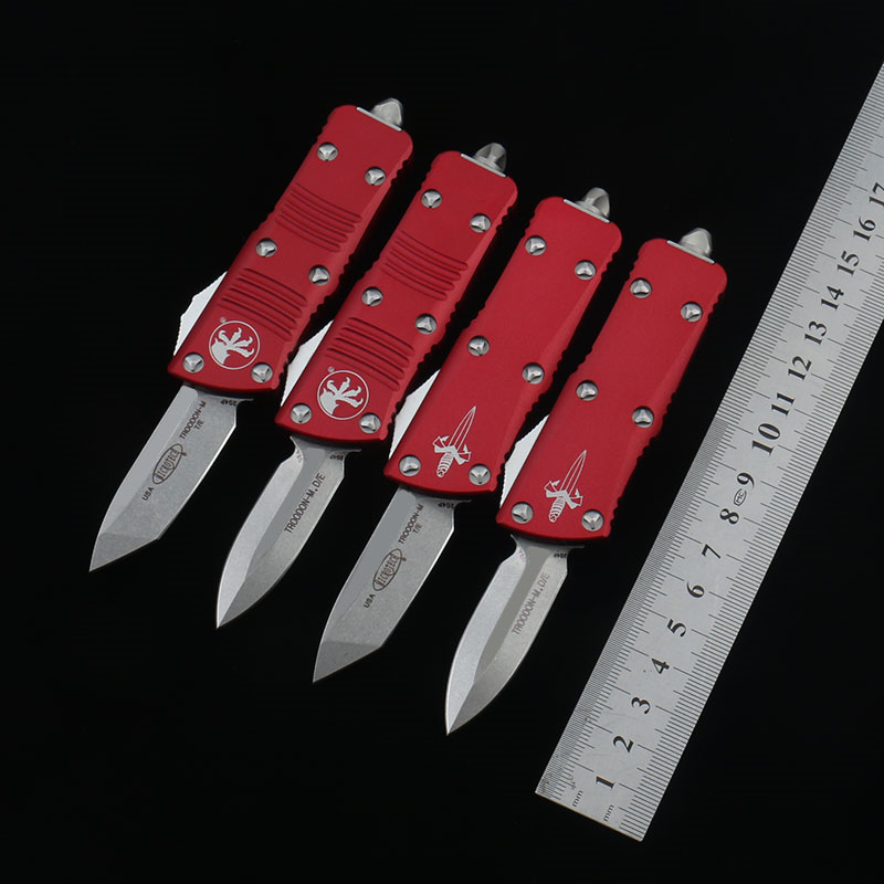 

Microtech Mini TROODON-M Automatic knives Stone washed D2 steel T6-6061 aviation aluminum alloy handle Outdoor camping EDC pocket knife