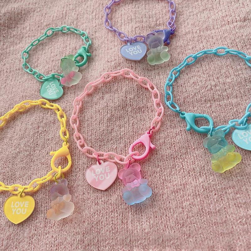 Link, Chain Hip Hop Bracelets Thick European And American Bear Color Pendant Long Choker For Women Goth Acrylic Hand Jewelry-image-708081928