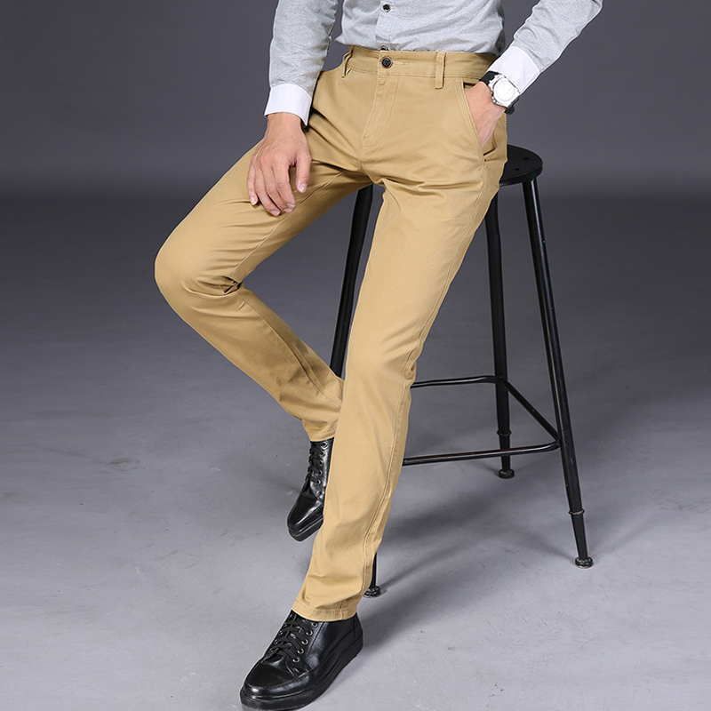 

2021 New Mens Casual Elasticity Trousers Regular Straight Smart Business Pant Black Blue Khaki Big Size 42 44 46 Jb00