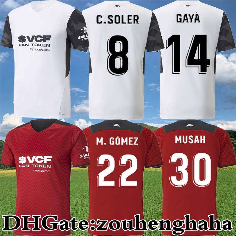 

GAYÀ VALENCIA C.SOLER Soccer Jerseys 2021 22 Home Away M.GÓMEZ CAMISETA GUEDES MANU VALLEJO Maillots de foot MUSAH DIAKHABY KANG IN G.PAULISTA WASS Football Shirts Kit, Home +patch