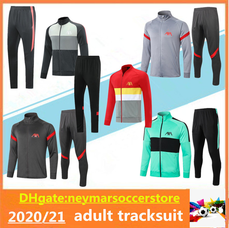 

20/21 adult soccer tracksuit survÃªtement 2021 maillot de football ful zipper jackets training suit enfants, Black