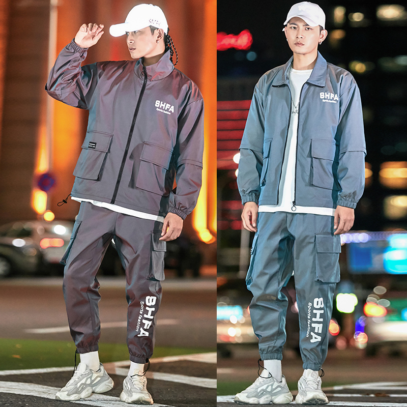 

2021 New Fashion Hip Hop Sweat Suits 2 Piece of Reflexive Jogger Streetwear Sweatshirt Men's Clothes Azzz, Red wine