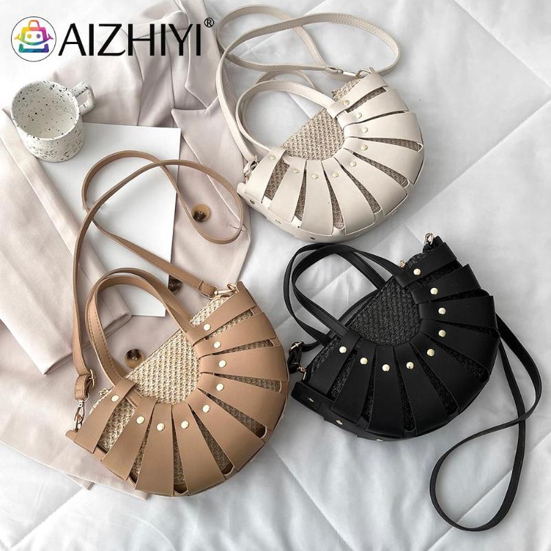 

Evening Bags Vintage PU Bag Woven Small Handbag Messenger Women Summer Beach Shoulder Elegant Ladies Plain Mesh Handbags, Beige