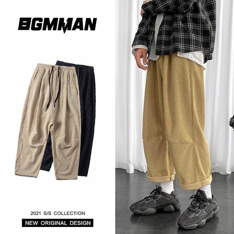 

2021 New Spring Corduroy Men's Fashion Retro Casual Men Streetwear Korean Loose Straight Pants Mens Trousers Large Size -5xl Euq3, Khaki