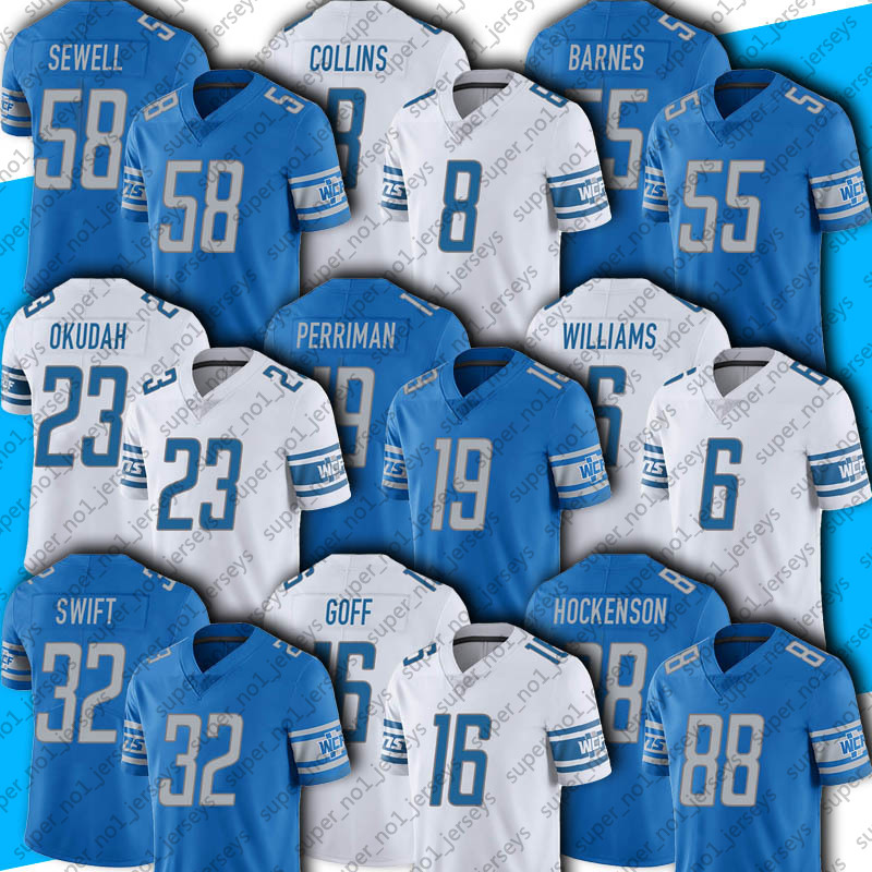 

88 T.J. Hockenson 32 DAndre Swift Jersey 58 Penei Sewell Jared Goff Ragnow Jerseys Barry Sanders Jeffrey Okudah 6 Tyrell Williams Tracy Walker AMON-RA ST. BROWN, Youth custom jersey (xs)