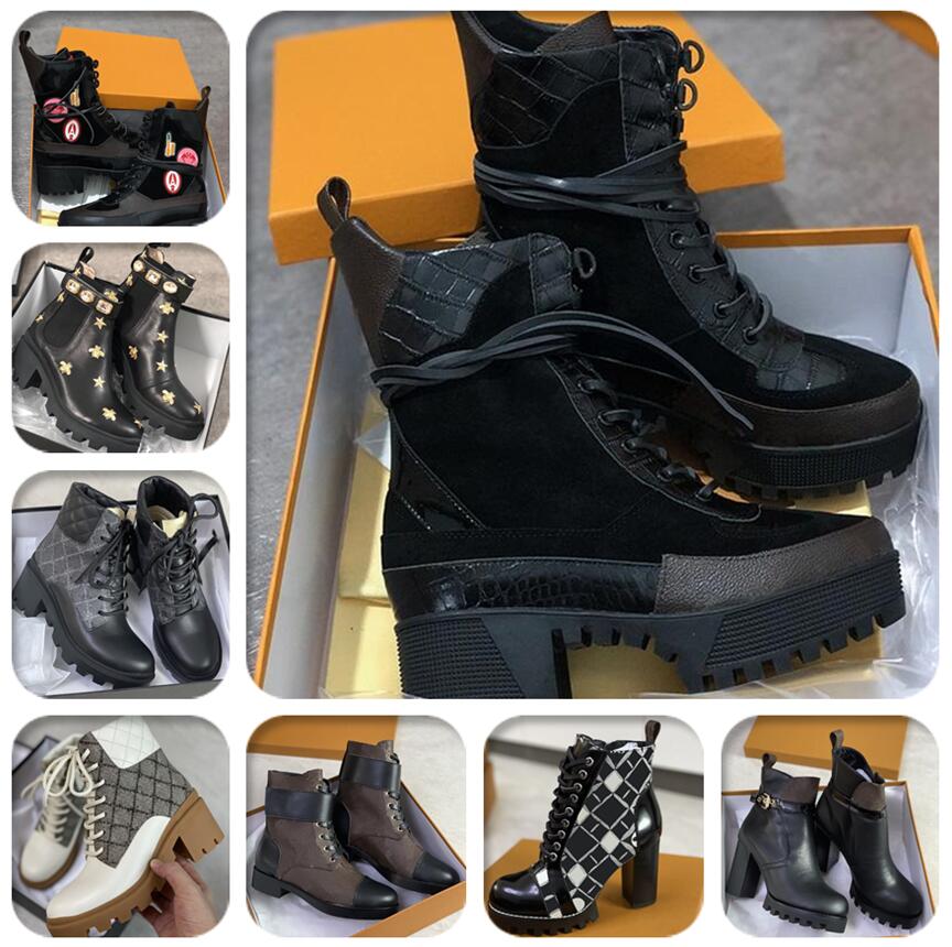 

Women Designer Boots Martin Desert Boot Flamingos Love Arrow 100% Real Leather Medal Coarse Non-Slip Winter Shoes Size US5-11 yrdudfhgwfsg, Black