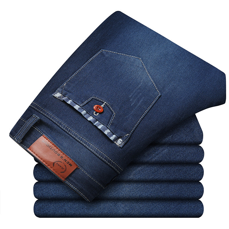 

2021 New Men Summer Stretch Denim Straight Long Pants Male Spring Autumn Popular Casual Versatile Ny Jeans Ur7p, Blue