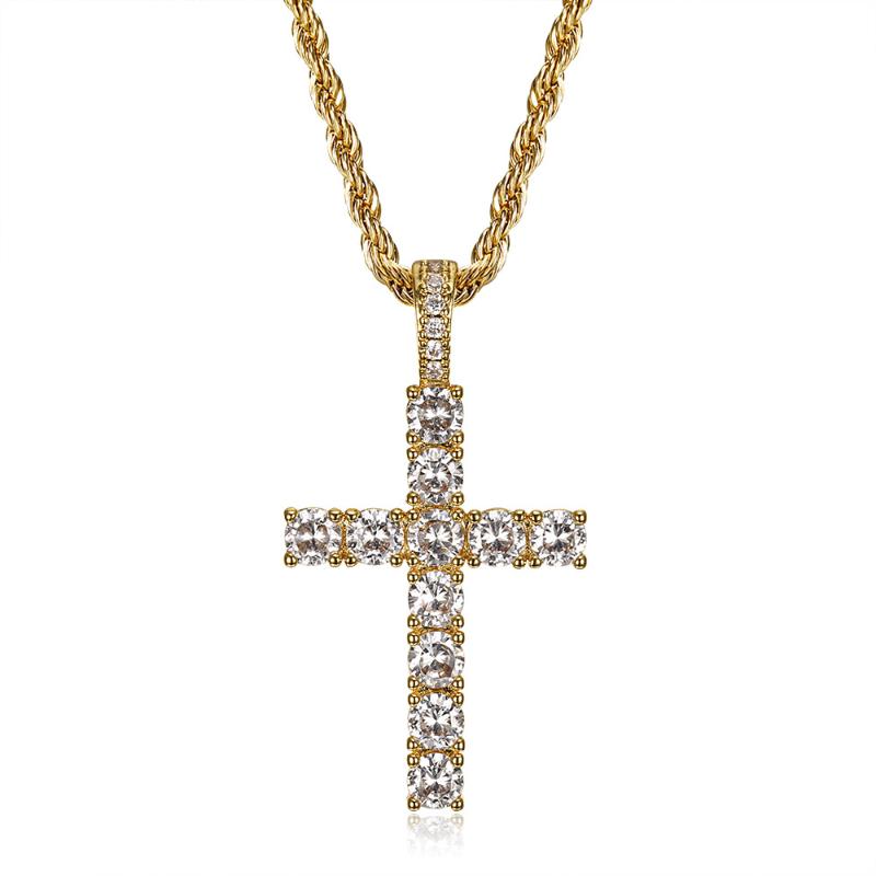 

Pendant Necklaces Hip Hop Cubic Zirconia Paved Bling Iced Out Cross Pendants For Men Women Unisex Fashion Jewelry Drop, Silver