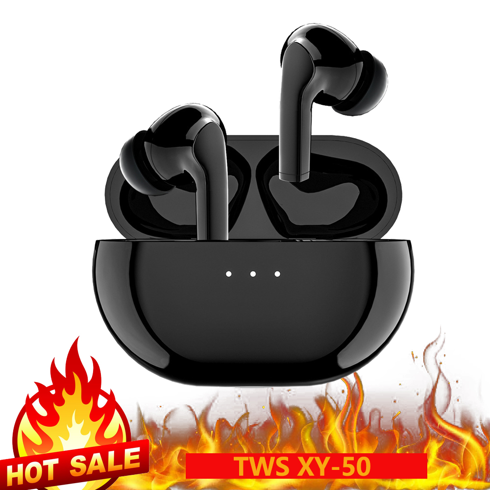 

TWS XY-50 Wireless Earphones Stereo Headset True Bluetooth Earbuds Waterproof Music Earphone For iPhone iPad Android Sport Headphones Hey Siri with ANC, Grey no anc