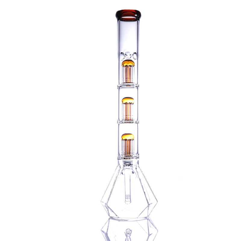 

18inch Diamond Bottom Glass Bong 5mm thick Hookah Water Pipes Smoking Pipes Triple Tree perc With Bowl