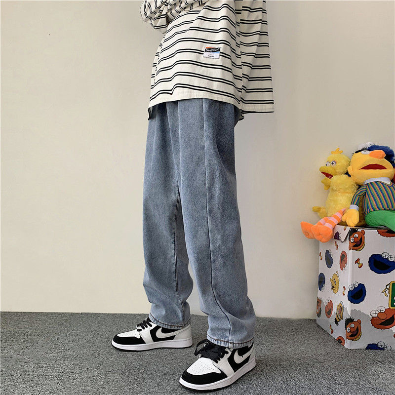 

2021 New Plus Veet Thick Men's Warmth Fashion Retro Casual Wide-leg Jeans Men Streetwear Loose Hip-hop Straight Denim Pants Mens 7xbr, Black