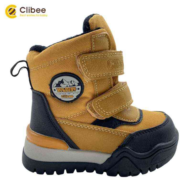 

CLIBEE Water Repellent Kids Winter Snow Boots Children's Warm Outdoor Shoes Toddler Little Boys Plush Lining Boot 22-27 211108, Camel.black