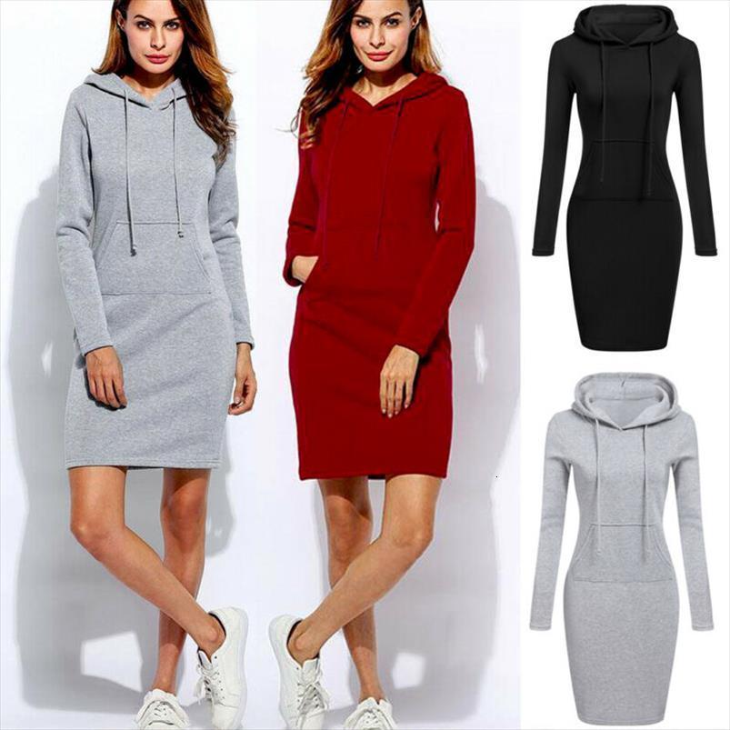 

fashion casual women dress style hooded hoodie long sleeve sweater pocket bodycon tunic top, Black;gray