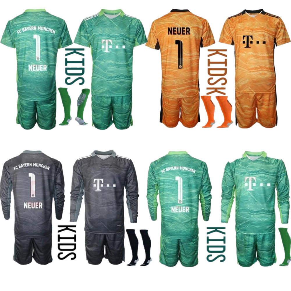 

2021 2022 set kids Bayern Munich Goalkeeper GK Goalie Long Sleeve Adults 1 NEUER Soccer Jersey Manuel 26 Sven Ulreich Football 05, Colour 3