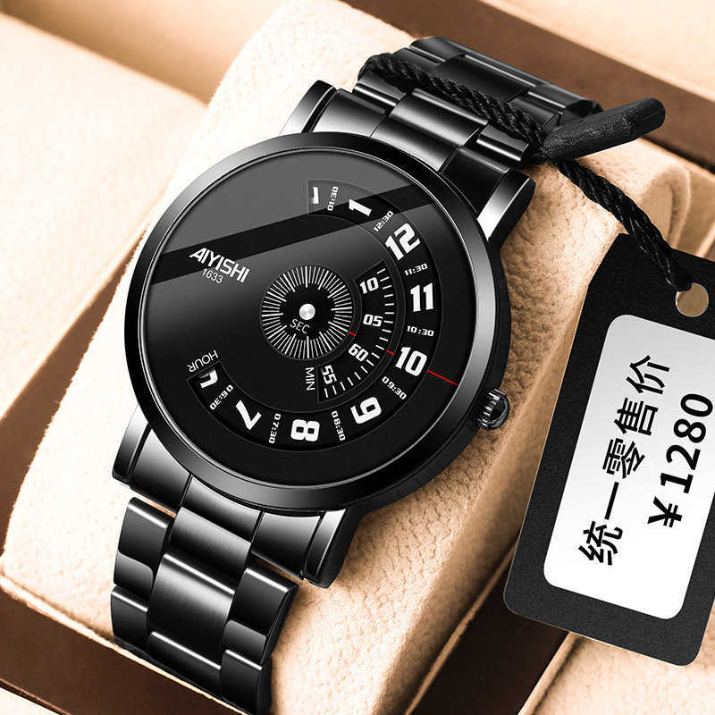 

Aishi men's watch new Swiss business domestic watch waterproof quartz watch 1633, Steel - all black