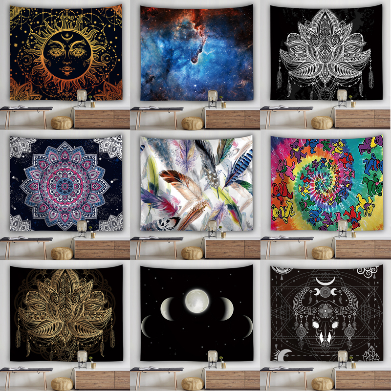 

Cross-border custom mandala moon sun star boom sale bohemian ins wind background cloth bedroom home hanging tapestry, Customize