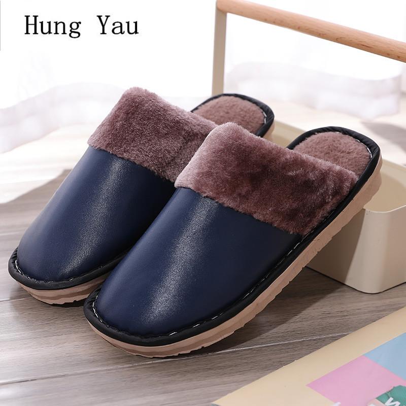 

Slippers Men Winter Warm Shoes Man Fashion Solid Platform Male Slides Non-slip Flat Indoor Home Comfortable Flips Flops, Jsh-01 black