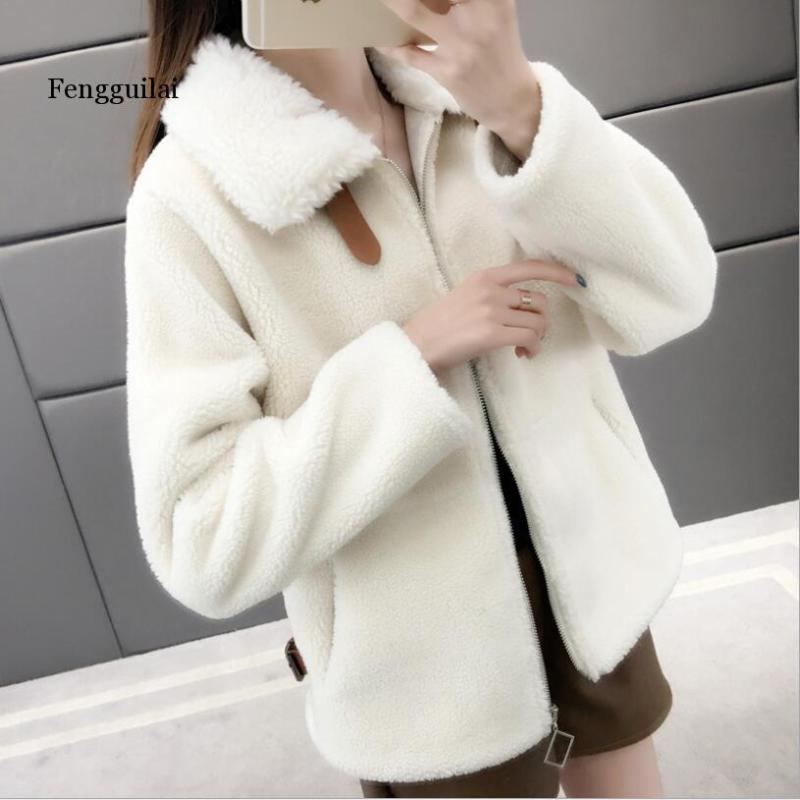 

Women's Fur & Faux Lamb Plush Coat Female Spring / Autumn Thick Short Section Jacket Fashion Coats Woman, Black