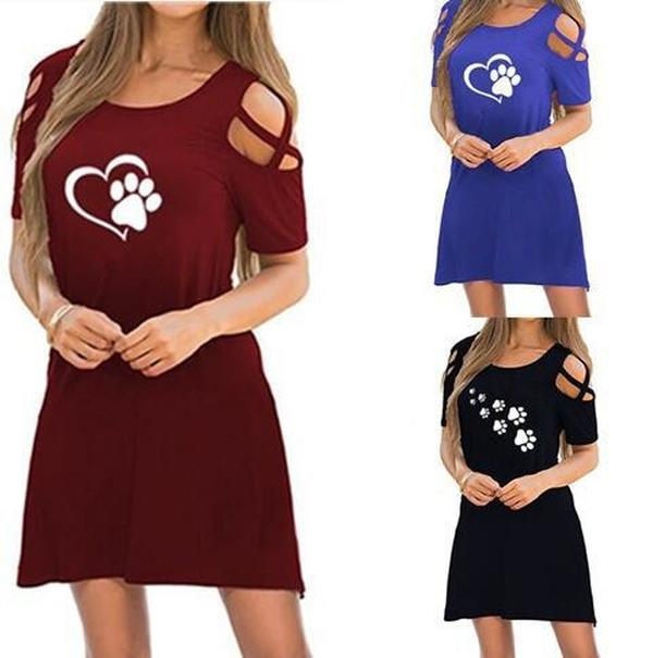 

europe and the united states round collar printed heart-shaped ms strapless dress with short sleeves, Black;gray