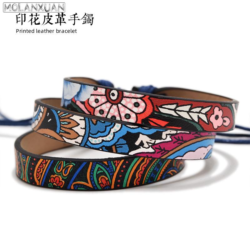 

Beaded, Strands European And American Bohemia 2022 Printed Leather PU Bracelet Fashion Simple Women Wholesale