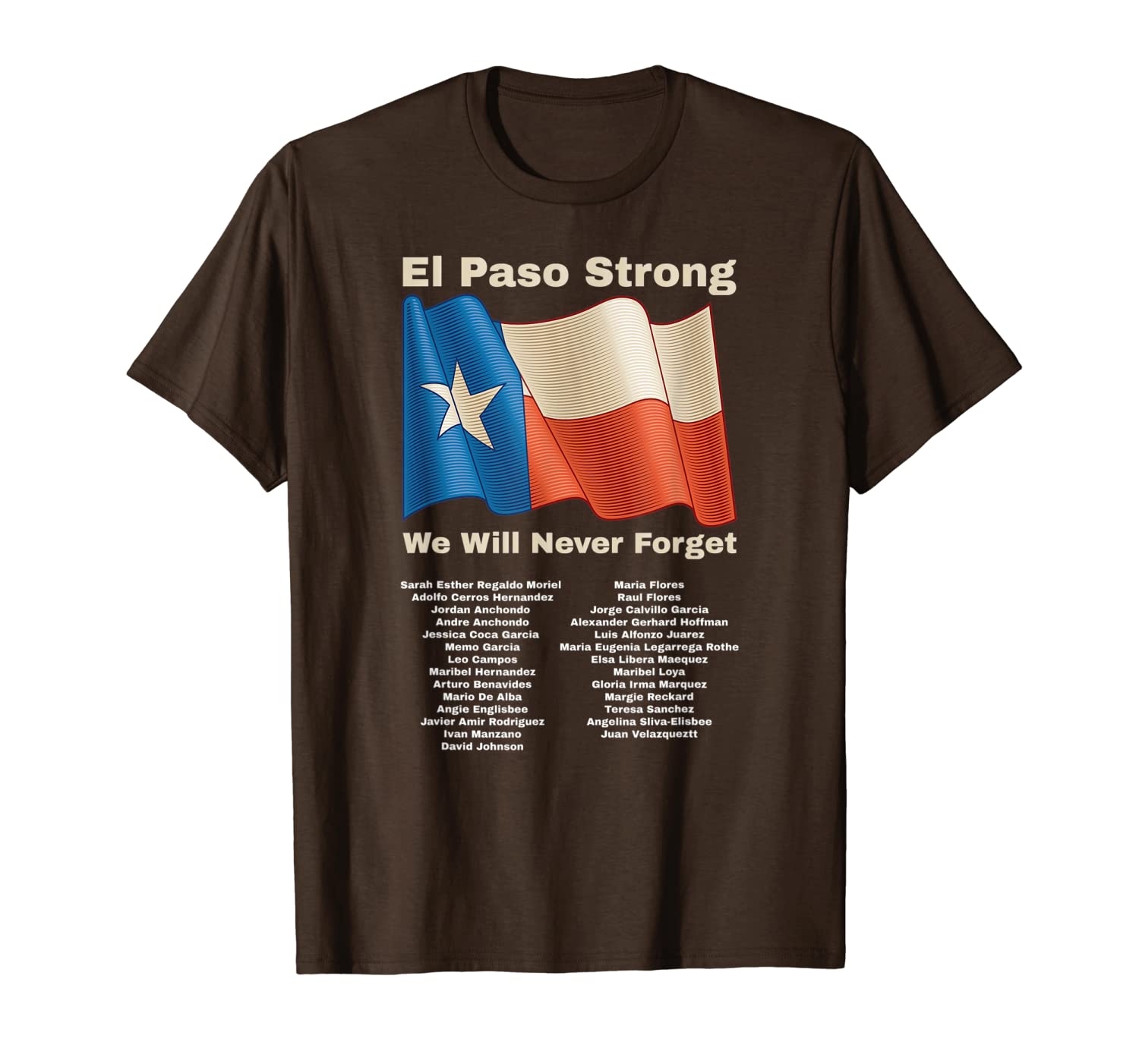 

el paso strong el paso victims memorial list t-shirt, White;black